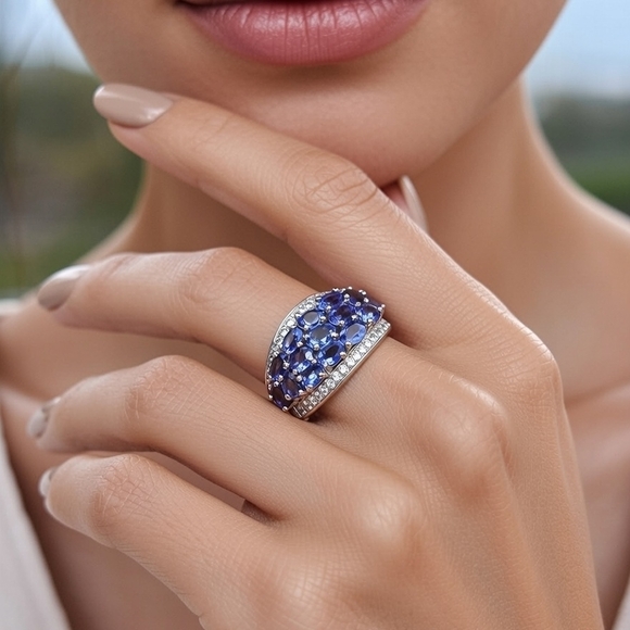 Stauer Sterling Silver Tanzanite White Zircon Women's Ring Sz 10 Purple Jewelry - Picture 4 of 6